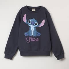 DISNEY - Poleron Cerrado Niña Lilo & Stitch Print Negro
