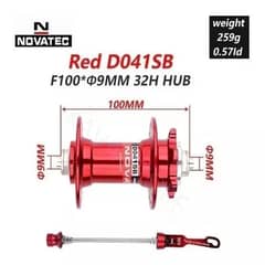 BIGBAMSPACE - Maza Delantera Novatec Ds041sb 9x100mm 32h Incluye Bloqueo - Rojo