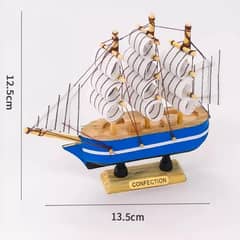 BIGBAMSPACE - Figura Decorativa Adorno Barco De Madera Fragata 13x13cm - Verde