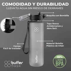 BIGBAMSPACE - Botella Agua Deporte Ciclismo Gimnasio Buffer Colador Funda - Negro