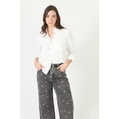 PRIVILEGE - Jeans wide leg gris oscuro 2273 - Gris Oscuro