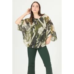 PRIVILEGE - Blusa con seda verde estampada 2370 - Verde