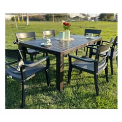 GENERICO - Comedor terraza Zapallar 6 personas textura madeira