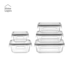 HOME LOGICS - Set 5 Tuppers Contenedores Herméticos Vidrio