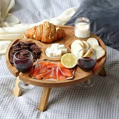 GENERICO - Mesa Tabla Madera Picnic Plegable Comida Picoteo Viajes