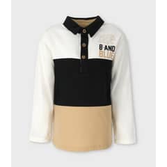 BLACK AND BLUE - Polera niño con cuello blanco