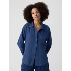 GAP - Blusa Mujer Big Gasa Azul