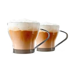 ALLEGRA - Set 4 Tazas Café 200 ml Vidrio Asa Metálica