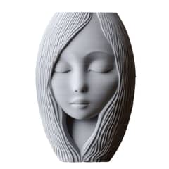 GENERICO - MACETERO DISEÑO ROSTRO DE MUJER GRIS 17CM