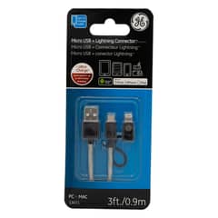 GENERAL ELECTRIC - CABLE 2 EN 1 MICO USB C ADAPTADOR LIGHTNING GE 090 MTS