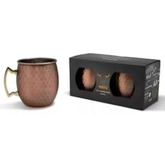 WAYU - Set Mug de acero inoxidable con capa de cobre 600 ml de capacidad