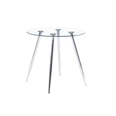 HABITA2 CHILE - Mesa de comedor de vidrio Minimalista Plateado - 80 cm