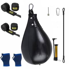 GENERICO - Bolsa de boxeo de piel sintética con Vendas de Mano Elastica