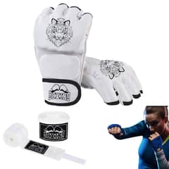 PUREPOWER - Guantes de boxeo de medio dedo-blanco