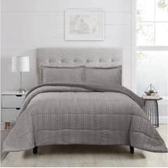 CHANTILLY - Plumón flannel sherpa 2 plazas grafito