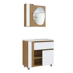 DF HOME - Set Vanitorio Emovell Blanco Castaño Con Espejo CLV08077