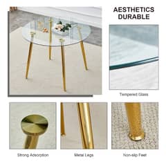 HABITA2 CHILE - Mesa de comedor de vidrio Minimalista Dorado - 120 cm