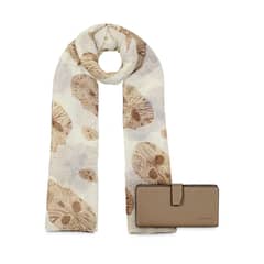 CARVEN - Pack Billetera Vesta taupe + Pañuelo Omani beige