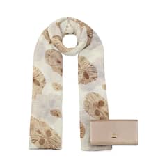 CARVEN - Pack Billetera Gala beige + Pañuelo Omani beige