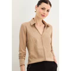 MA GRIFFE - Polera De Gamuza Mujer MAGRIFFE