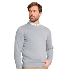 TRIAL - Sweater Gris Chaleco Hombre Slim Fit Cuello Redondo Semiformal Oficina