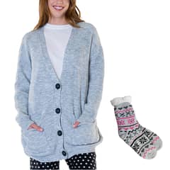 BAZIANI - Pack Pijama Mañanita Tejida Mujer 8574 + Calcetín Sherpa A294