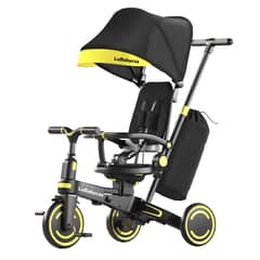 LUBABYCAS - Triciclo Balance Plegable Con Bolso 9 En 1 Negro