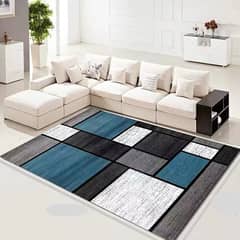 GENERICO - Alfombra 160x200 delgada diseño cuadro azul antideslizante wym