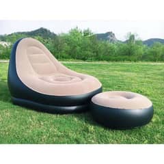 GENERICO - SOFA INFLABLE RELAX CON APOYA PIES INTERIOR Y EXTERIOR