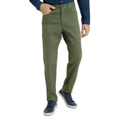 TRIAL - Pantalón Verde Hombre Slim Algodón Liso VIlas 5 bolsillos Oficina