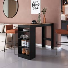 DF HOME - Mesa Isla de Cocina Gourmet Up con 4 Repisas Madera Negro B67.088