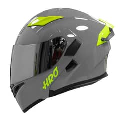 HRO - Casco Moto 3400dv solid gris brillo Abatible Sun Visor Certificación Dot TALLA L