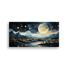 GENERICO - Pintura Inspiradora Juvenil Luna Sobre Montañas 100x50 Cm