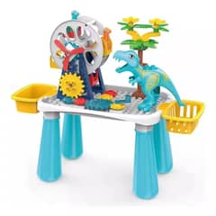 GENERICO - Mesa de juegos didáctica de bloques de dinosaurios 52 piezas multicolor
