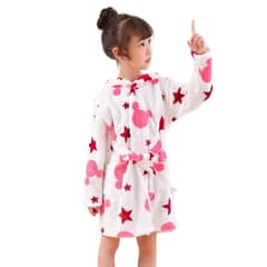 JUMP KIDS - Bata Albornoz De Polar Blanca Con Capucha para Niñas 4-8 años