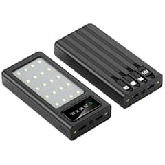 GENERICO - Bateria Externa 20000mAh, 4 conectores y Linterna LED para Emergencias