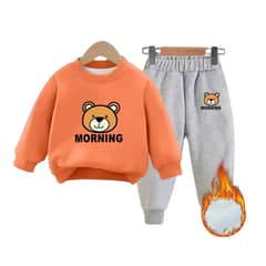 JUMP KIDS - Conjunto De Buzo Frizado Naranja Con Chiporro Oso 4-8 años