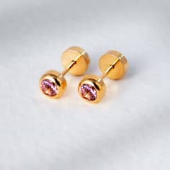JOYAS PATRICIO LILLO - Aro BOTON ROSA de oro abridores 18k