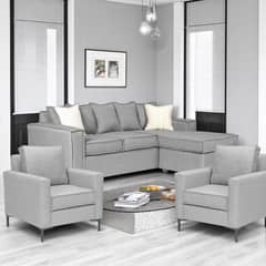 SITIAL HOME - Living 311Lehmann Gris claro Seccional + 2 poltronas resortes