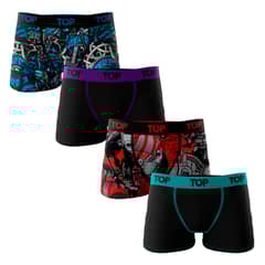TOP - Bóxer Medio Niño Algodón Pack 4 Guerreros - Vikingos C1