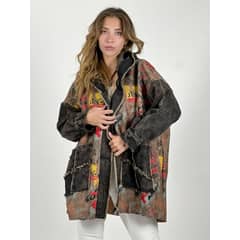 ENIGMATICA BOUTIQUE - Abrigo de Lana con Jeans y Letras Verde