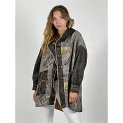 ENIGMATICA BOUTIQUE - Abrigo de Lana con Jeans y Letras Verde