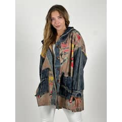 ENIGMATICA BOUTIQUE - Abrigo de Lana con Jeans y Letras Verde