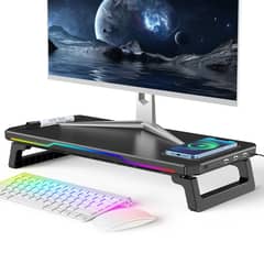 VIDITA - Base Soporte Monitor Escritorio RGB Con 4 Puertos USB 3.0