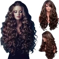 LUXURYJOYAS - Peluca Pelo Natural 100% Visos Rubios Ondulada Castaña
