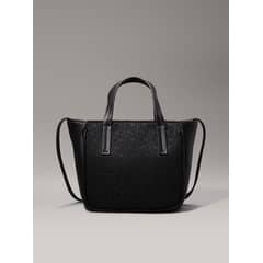 CALVIN KLEIN - Cartera Tote Ck Refine Jacquard Negro