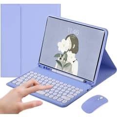 PUREPOWER - Funda con teclado y mouse para Galaxy Tab A8 - Morado