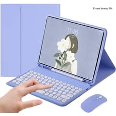 PUREPOWER - Funda teclado y Mouse para iPad 9, 8 o 7 de 10.2 pulgadas - Violeta.