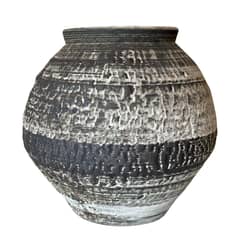 LE BOUQUET - Florero Rustico Cerámica Gris Jaspeado 22 Cm