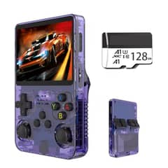 BRO TOUMI - Consola Portatil Retro Game R37S 128GB Morado y Estuche